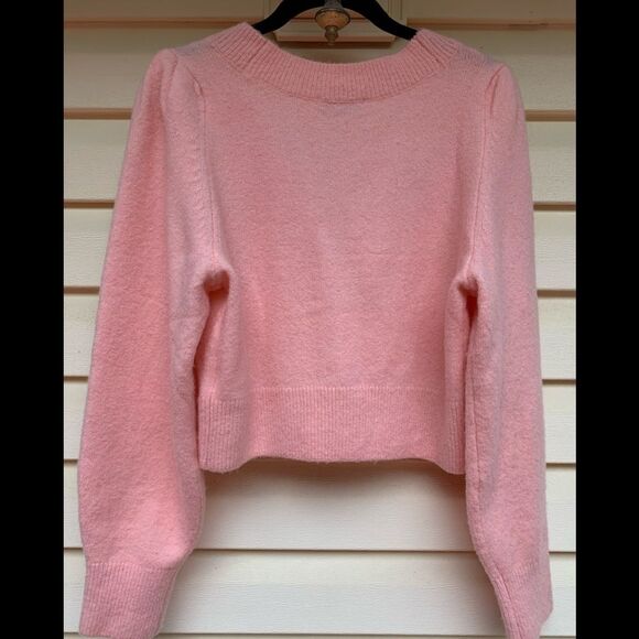 Atelier & Other Stories pink/light coral fluffy V neck sweater, front buttons, S - Picture 10 of 12